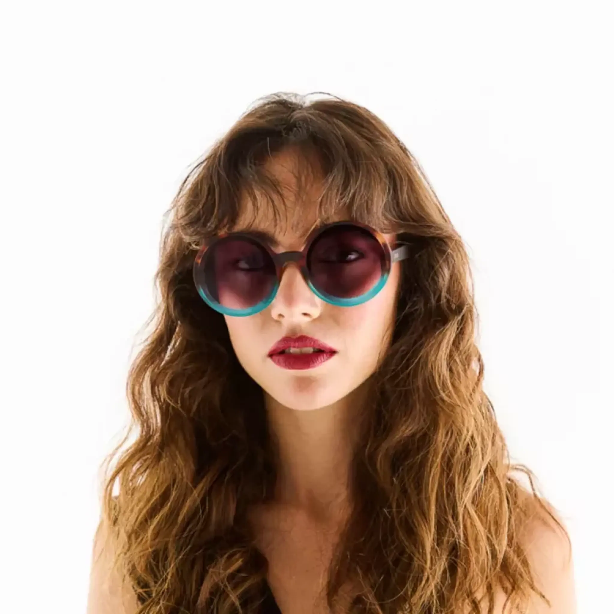 Слънчеви очила MONICA Round Havana & blue - Image 3