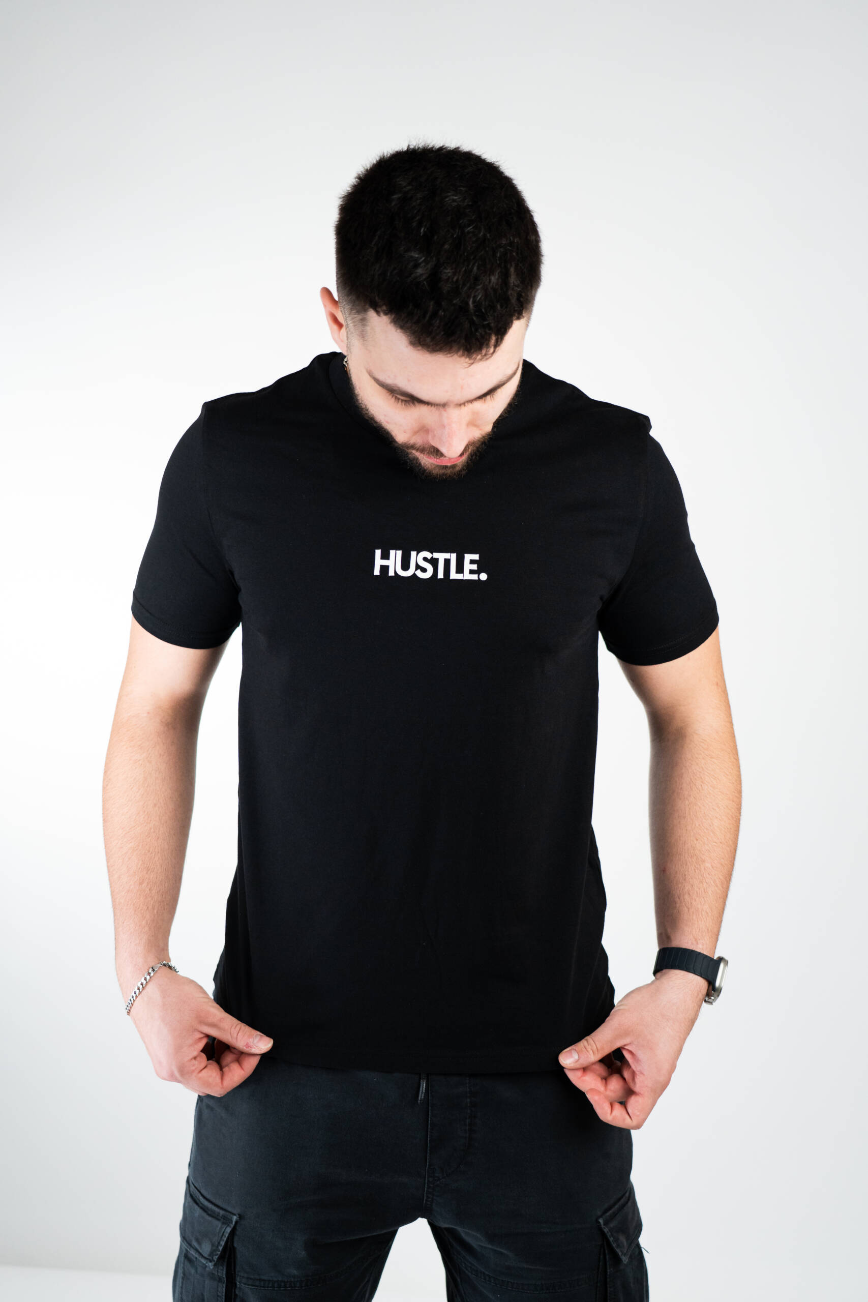 Тениска Hustle Black/White